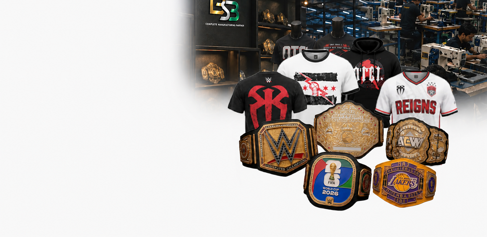BSB complete manufacturing: championship belts, factory production, and apparel