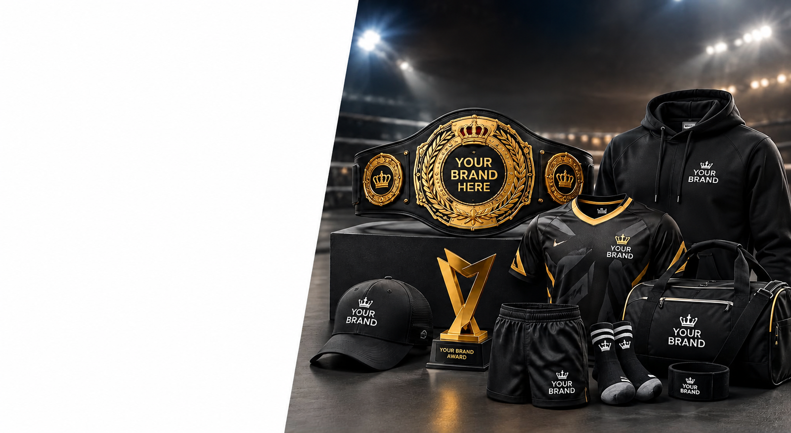 Championship belts, apparel, awards, and branded products